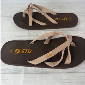 STQ Flip Flops Thong Sandals Brown and Tan - Womens Size 6